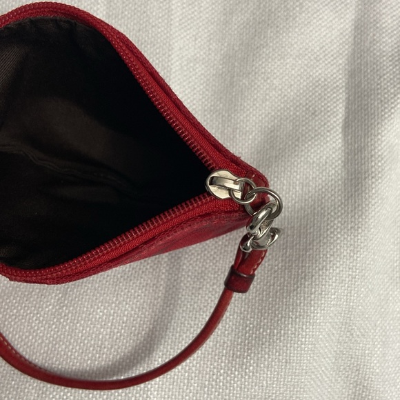 Coach Wristlet Womens Small red Canvas Signature Zip Clutch - Picture 8 of 10